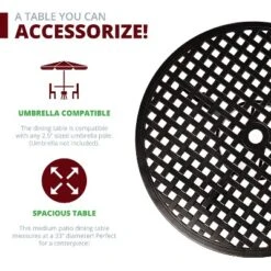 Kinger Home 34-inch Patio Dining Table, Round Outdoor Dining Table, Cast Aluminum Patio Furniture Table, Brown -Sunnydaze Decor Store GUEST 3a454ed1 c83a 4e7e b709 6e0a049a025b