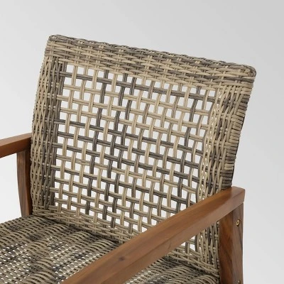 Hampton 4pk Wicker Mid-Century Club Chairs - Natural/Gray - Christopher Knight Home 3 Hampton 4pk Wicker Mid-Century Club Chairs - Natural/Gray - Christopher Knight Home - Image 3