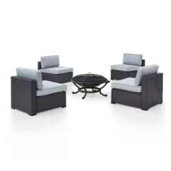 Biscayne 5pc Outdoor Wicker Conversation Set With 4 Armless Chairs & Fire Pit - Mist - Crosley 11 Biscayne 5pc Outdoor Wicker Conversation Set With 4 Armless Chairs & Fire Pit - Mist - Crosley -Sunnydaze Decor Store GUEST 3b393e0f 4e0b 4458 a457 ee070c7a8489