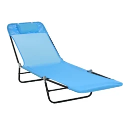 Outsunny Portable Sun Lounger, Lightweight Folding Chaise Lounge Chair W/ Adjustable Backrest & Pillow For Beach, Poolside And Patio -Sunnydaze Decor Store GUEST 3b39c429 4d36 4a63 ae35 a3545740ca54
