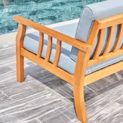 Kapalua Honey Nautical Eucalyptus Wooden Outdoor Sofa Bench With Cushion - Vifah 9 Kapalua Honey Nautical Eucalyptus Wooden Outdoor Sofa Bench With Cushion - Vifah -Sunnydaze Decor Store GUEST 3b7014b5 ae89 476c b22f 25127922c91b