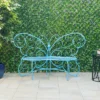 38" X 62" Metal Butterfly Outdoor Bench Blue - Alpine Corporation