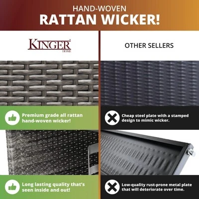 Kinger Home Ethan 5-Piece Rattan Wicker Propane Fire Pit Set With An Aluminum Frame 3 Kinger Home Ethan 5-Piece Rattan Wicker Propane Fire Pit Set With An Aluminum Frame - Image 3