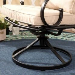 7pc Outdoor Dining Set With Svivel Chairs With Cushions & Large Metal Rectangle Table With Umbrella Hole - Captiva Designs -Sunnydaze Decor Store GUEST 3dcc53e0 5217 4bec 8718 2f1db9b9f0c3