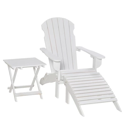 Outsunny 3-Piece Folding Adirondack Chair Set With Ottoman And Side Table, Outdoor Wooden Accent Furniture Fire Pit Lounge Chairs For Patio 6 Outsunny 3-Piece Folding Adirondack Chair Set With Ottoman And Side Table, Outdoor Wooden Accent Furniture Fire Pit Lounge Chairs For Patio - Image 6