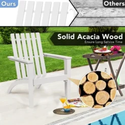 Costway 2PCS Patio Adirondack Chair Side Table Set Solid Wood Garden Deck White -Sunnydaze Decor Store GUEST 3fbe2966 d89d 456d b7bb f431ae2c0b47