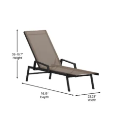 Emma And Oliver Textilene Adjustable 5 Position Patio Chaise Lounge With Armrests And Metal Frame -Sunnydaze Decor Store GUEST 3fde9f15 3955 46bb 988f c69824d4eef3