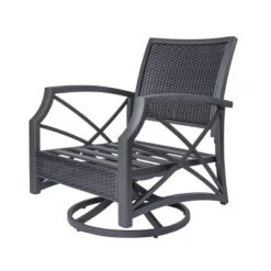 Kinger Home 2-piece Rattan Wicker Outdoor Swivel Chair Set With A Grey Cast Aluminum Frame -Sunnydaze Decor Store GUEST 405349eb 12f4 4613 b716 8498d4ec0b34