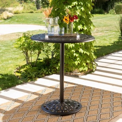 Hannah Round Cast Aluminum Bar Table - Shiny Copper - Christopher Knight Home 1 Hannah Round Cast Aluminum Bar Table - Shiny Copper - Christopher Knight Home