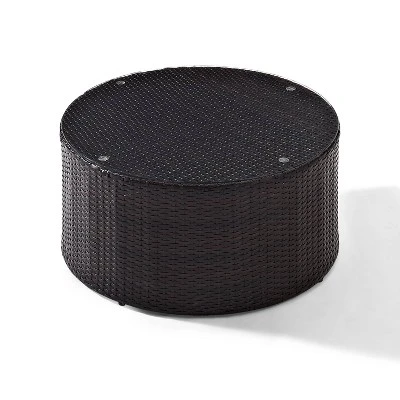 Catalina Outdoor Round Wicker Coffee Table - Brown - Crosley 2 Catalina Outdoor Round Wicker Coffee Table - Brown - Crosley - Image 2