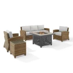 Bradenton 5pc Outdoor Wicker Conversation Set With Fire Table - Crosley -Sunnydaze Decor Store GUEST 43d6a240 8422 4575 943d 76ab4475f0ae