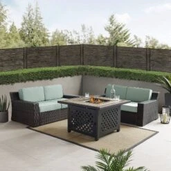 Beaufort 3 Pc Outdoor Wicker Conversation Set - 2 Loveseats With Fire Table - Mist/Brown - Crosley 10 Beaufort 3 Pc Outdoor Wicker Conversation Set - 2 Loveseats With Fire Table - Mist/Brown - Crosley -Sunnydaze Decor Store GUEST 43f8e0be 0422 4054 ac0d 7d309b94709a