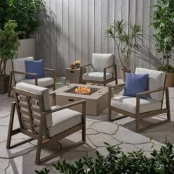 Belgian 6pc Acacia Wood Fire Conversation Set - Christopher Knight Home -Sunnydaze Decor Store GUEST 442f71fc a2b2 44d6 ac19 769c274e4896