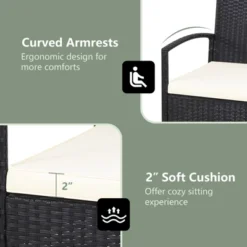 Tangkula 3PCS Wicker Rattan Furniture Patio Coffee Table Chair W/ Washable Cushion -Sunnydaze Decor Store GUEST 44a00772 67c8 481f b8db e2ea7b71c118