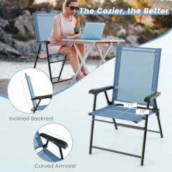 Costway Patio Portable Armrests Chair Folding Sling Back Chair Blue 15 Costway Patio Portable Armrests Chair Folding Sling Back Chair Blue -Sunnydaze Decor Store GUEST 44c15cdf 6be5 48c4 90f4 8cec5b8116e0