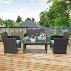 Tangkula 8PCS Outdoor Patio Furniture Sets Weather-Resistant Rattan Sofas W/ Soft Cushion Turquoise -Sunnydaze Decor Store GUEST 451e5f83 6592 4e3b 91de 4fb652b6fbd9