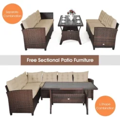 Costway 3PCS Rattan Dining Set Patio Furniture 6 Seats Sofa Cushioned 13 Costway 3PCS Rattan Dining Set Patio Furniture 6 Seats Sofa Cushioned -Sunnydaze Decor Store GUEST 45fe3407 5f7a 43e4 b5d8 23a11250b141