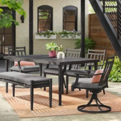 2pc Fairmont Stationary Outdoor Patio Dining Chairs Arm Chairs Black - Threshold™