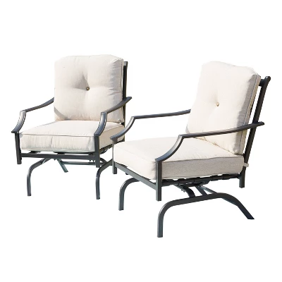 3pc Striped Steel Frame Patio Seating Sets Cream - Lokatse 5 3pc Striped Steel Frame Patio Seating Sets Cream - Lokatse - Image 5