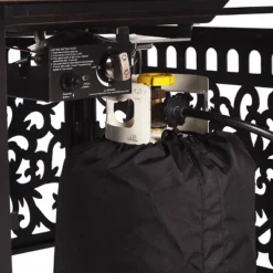 5pc Set With 42" Square Outdoor Aluminum Fire Table & Four Swivel Rocking Chairs & Wind Block - Oakland Living -Sunnydaze Decor Store GUEST 4764381d 9c92 4659 84f2 0e8ac1e6d509 1