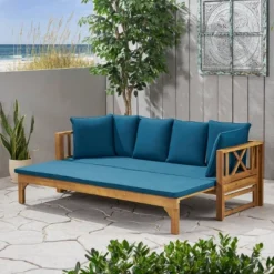 Long Beach Acacia Wood Extendable Patio Daybed Sofa Teak - Christopher Knight Home -Sunnydaze Decor Store GUEST 48222d1b 0645 472b bc41 4be12e2a99d6