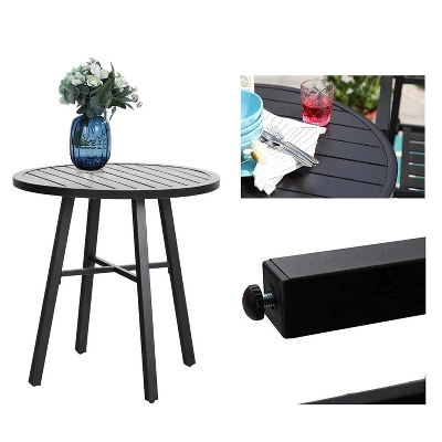 3pc Patio Dining Set With Small Round Steel Table & Sling Chairs - Captiva Designs 2 3pc Patio Dining Set With Small Round Steel Table & Sling Chairs - Captiva Designs - Image 2