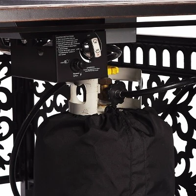 5pc Set With 48" Rectangle Outdoor Aluminum Fire Table & Four Swivel Rocking Chairs & Wind Blocker - Oakland Living 9 5pc Set With 48" Rectangle Outdoor Aluminum Fire Table & Four Swivel Rocking Chairs & Wind Blocker - Oakland Living - Image 9