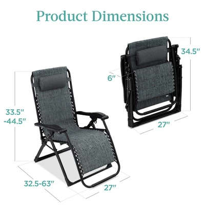 Best Choice Products Oversized Zero Gravity Chair, Folding Recliner W/ Removable Cushion, Side Tray 6 Best Choice Products Oversized Zero Gravity Chair, Folding Recliner W/ Removable Cushion, Side Tray - Image 6