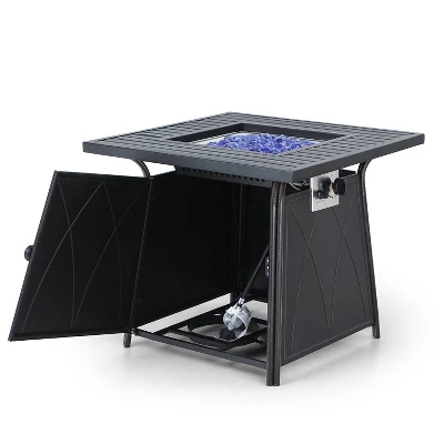 Captiva Designs 7pc Steel & Wicker Outdoor Square Fire Pit Furniture Set With Cushions 7 Captiva Designs 7pc Steel & Wicker Outdoor Square Fire Pit Furniture Set With Cushions - Image 7