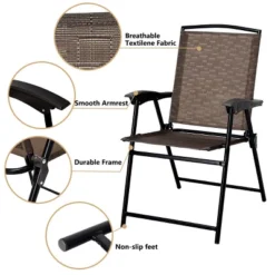 Costway 3PC Bistro Patio Garden Furniture Set 2 Folding Chairs Glass Table Top Steel -Sunnydaze Decor Store GUEST 4a64f840 0745 474e a7e9 5911297c30ad