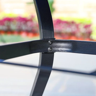 5pc Outdoor Dining Set With Swivel Chairs With Seat & Back Cushions & Square Metal Table With Umbrella Hole - Captiva Designs 6 5pc Outdoor Dining Set With Swivel Chairs With Seat & Back Cushions & Square Metal Table With Umbrella Hole - Captiva Designs - Image 6