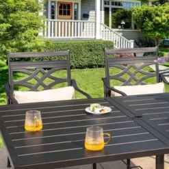 7pc Outdoor Dining Set With Chairs With Seat & Back Cushions & Metal Table With Umbrella Hole 11 7pc Outdoor Dining Set With Chairs With Seat & Back Cushions & Metal Table With Umbrella Hole -Sunnydaze Decor Store GUEST 4aaa257d 50e9 4a1c a689 4c18f0adf83c