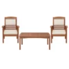 Lyndon 3pc Eucalyptus Wood Outdoor Set With Cushions - Light Brown - Alaterre Furniture