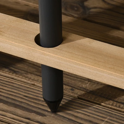 Outsunny 5 Piece Patio Furniture, 6 Seat Outdoor Dining Set, Natural Wood Dinner Table, 2 Chairs, Loveseats With Armrests & Umbrella Hole, Light Brown 5 Outsunny 5 Piece Patio Furniture, 6 Seat Outdoor Dining Set, Natural Wood Dinner Table, 2 Chairs, Loveseats With Armrests & Umbrella Hole, Light Brown - Image 5