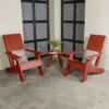 3pc Outdoor Set With Italica Modern Adirondack Chairs & Side Table - Rustic Red - Highwood