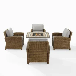 Bradenton 5pc Outdoor Wicker Arm Chair & Fire Table Set - Crosley -Sunnydaze Decor Store GUEST 4d3b41e3 8526 4da2 aed8 c4a3163890ea