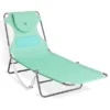 Ostrich Chaise Lounge Folding Sunbathing Poolside Beach Chair With Deluxe Padded 3N1 Outdoor Adjustable Reclining Beach Chair, Teal