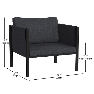 Merrick Lane Outdoor Patio Chair With Removable Fabric Cushions And Steel Frame 8 Merrick Lane Outdoor Patio Chair With Removable Fabric Cushions And Steel Frame - Image 8
