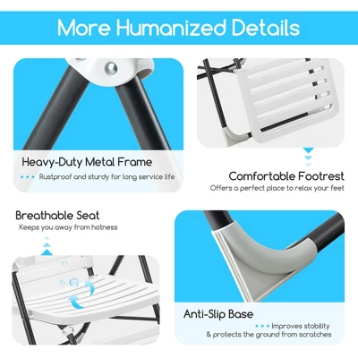 Costway Patio PP Chaise Lounge Folding Reclining Chair 7-Level Backrest Footrest White 8 Costway Patio PP Chaise Lounge Folding Reclining Chair 7-Level Backrest Footrest White - Image 8