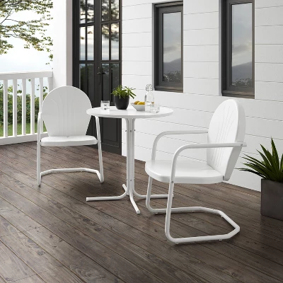Griffith 3pc Outdoor Bistro Set With Table & 2 Chairs - White - Crosley 2 Griffith 3pc Outdoor Bistro Set With Table & 2 Chairs - White - Crosley - Image 2