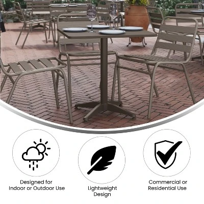 Emma And Oliver 27.5'' Square Aluminum Indoor-Outdoor Table Set With 4 Slat Back Chairs 7 Emma And Oliver 27.5'' Square Aluminum Indoor-Outdoor Table Set With 4 Slat Back Chairs - Image 7