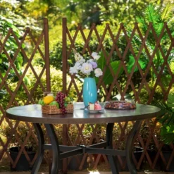 5pc Patio Dining Set With Rattan Arm Chairs & Round Steel Frame & Faux Wood Tabletop - Captiva Designs -Sunnydaze Decor Store GUEST 52684dbd 795b 471c 8384 a13f63397cc1