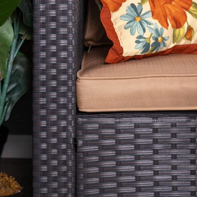 Captiva Designs 7pc Steel & Wicker Outdoor Square Fire Pit Furniture Set With Cushions 4 Captiva Designs 7pc Steel & Wicker Outdoor Square Fire Pit Furniture Set With Cushions - Image 4