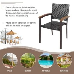 Costway Set Of 2 Outdoor Patio PE Rattan Dining Chairs Armrest Stackable Garden -Sunnydaze Decor Store GUEST 53121cd5 424b 4661 a15b 8088410f40f9