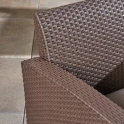 Bedrock 3pc Faux Wicker Chat Set With Fire Pit - Brown/Beige - Christopher Knight Home -Sunnydaze Decor Store GUEST 536d4507 3d82 4ac3 a67a 8fc6c87797fb