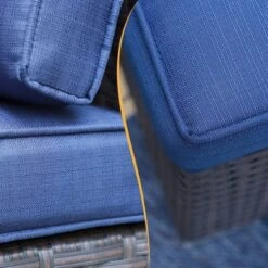 8pc Outdoor Steel & Wicker Conversation Set With Square Coffee Table & Cushions Blue - Captiva Designs -Sunnydaze Decor Store GUEST 541396f1 2337 41ae 867a b7bf1d406f21