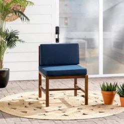 Modular Acacia Wood Armless Patio Chair With Cushion - Dark Brown/Navy - Saracina Home 18 Modular Acacia Wood Armless Patio Chair With Cushion - Dark Brown/Navy - Saracina Home -Sunnydaze Decor Store GUEST 5557510f 751d 46fb b8de 1b90f5dc1788