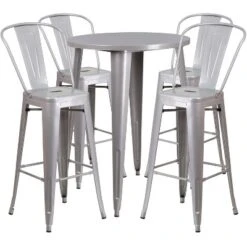 Flash Furniture Commercial Grade 30" Round Metal Indoor-Outdoor Bar Table Set With 4 Cafe Stools -Sunnydaze Decor Store GUEST 560508cc 8ffb 48a0 85cb d59b19b911b2