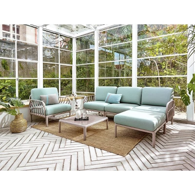 Laurel Outdoor Corner Seat With Cushion - Gray/Seafoam - Lagoon 3 Laurel Outdoor Corner Seat With Cushion - Gray/Seafoam - Lagoon - Image 3