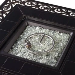 5pc Set With 42" Square Outdoor Aluminum Fire Table & 4 Swivel Rocking Chairs & A Wind Blocker - Oakland Living -Sunnydaze Decor Store GUEST 565837b8 6a1e 4a82 aca6 b99ce7091fbe 2